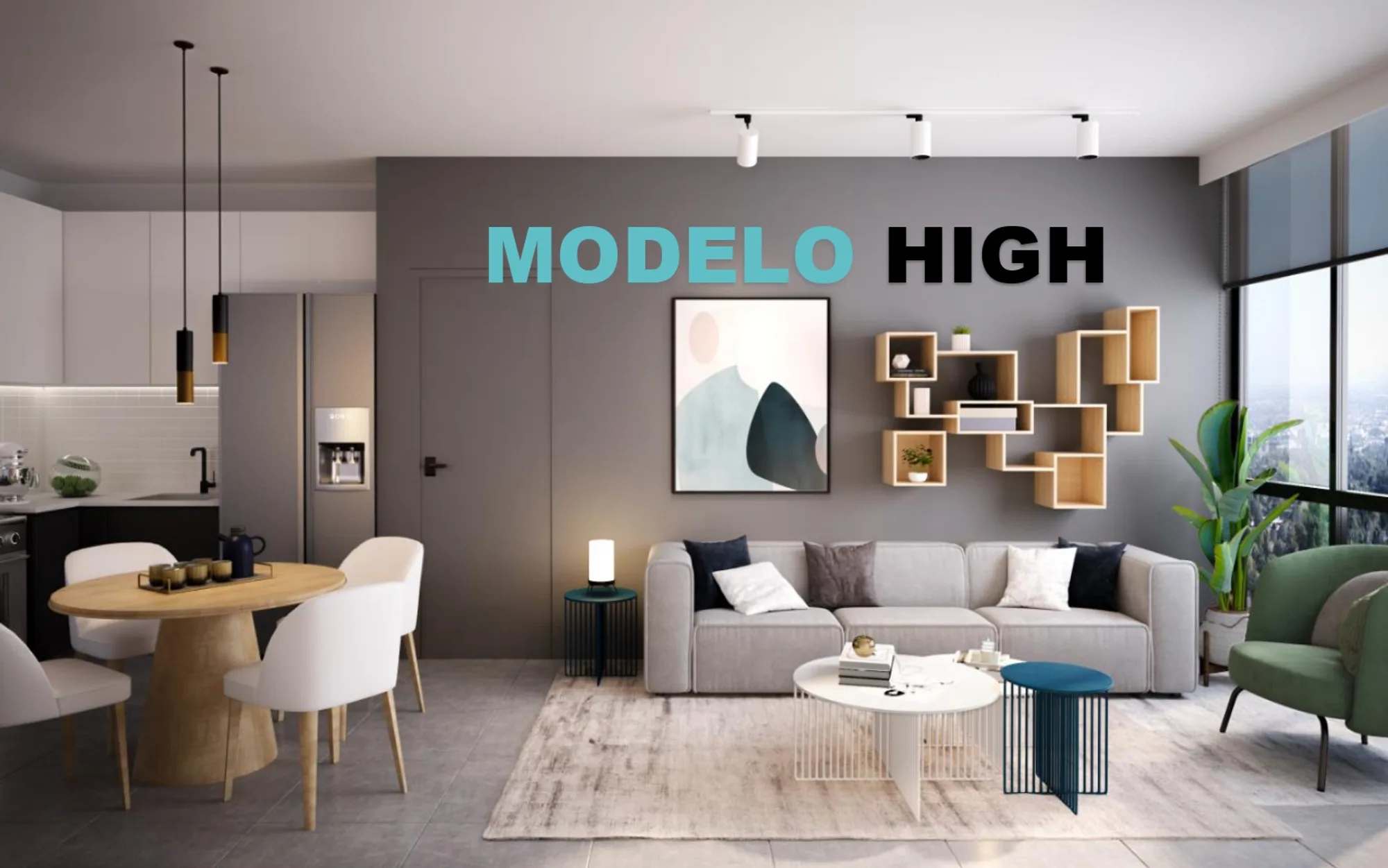 Sala y cocina del Modelo High en MORE