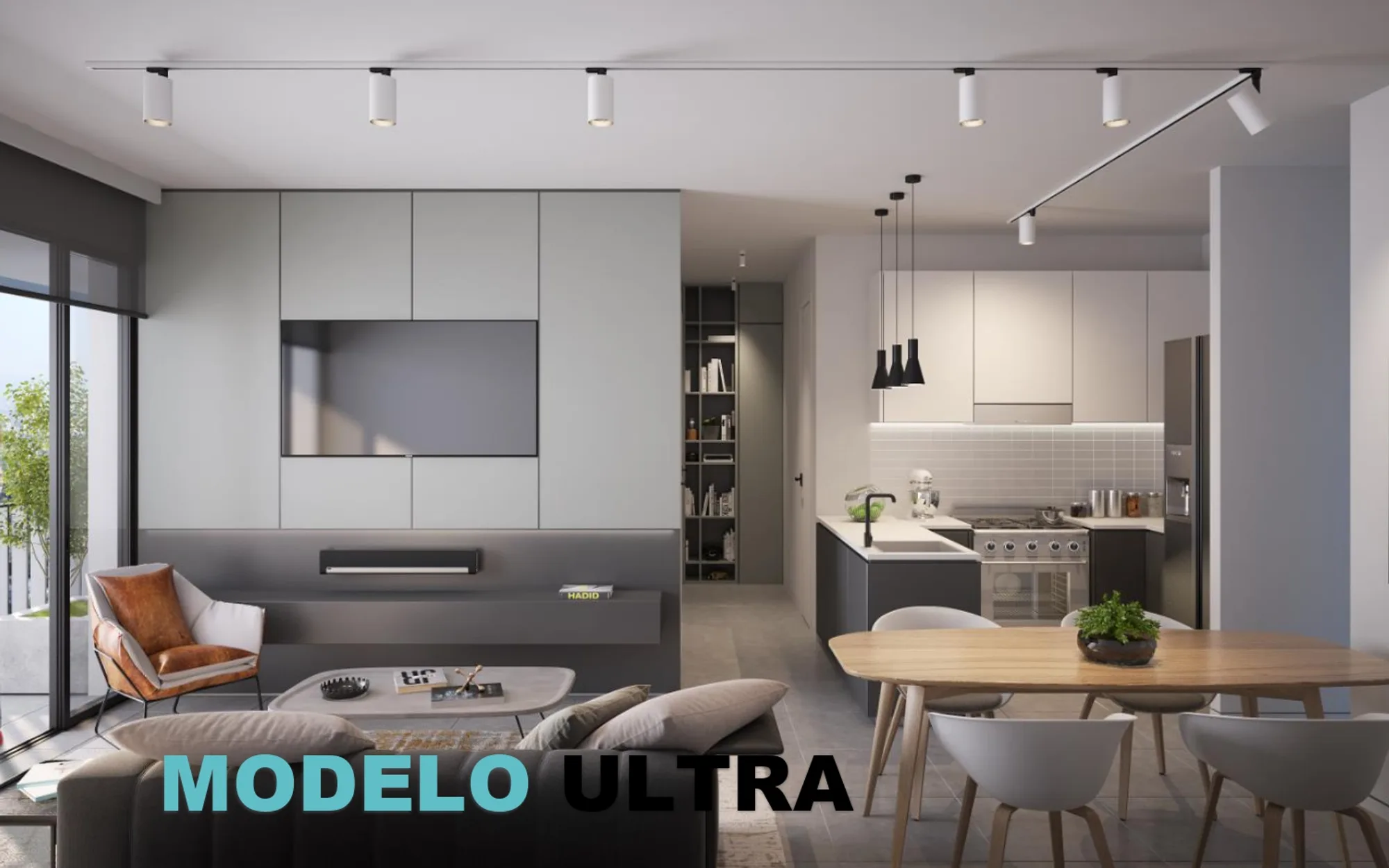 Sala, cocina y comedor del Modelo Ultra en MORE