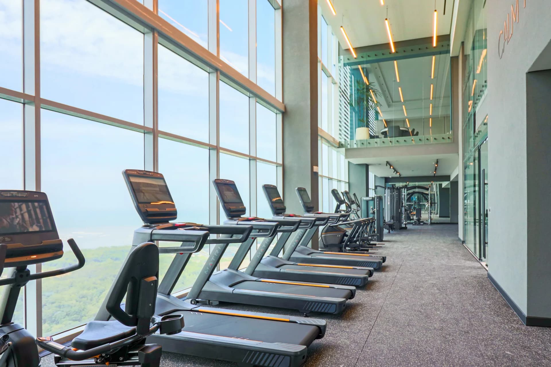 Gimnasio con vista panorámica al mar en THE IVY